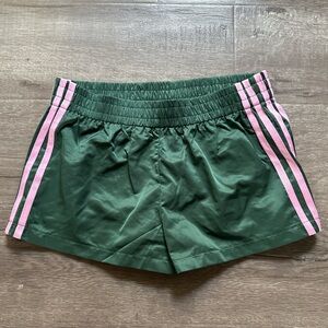 Edikted Green and Pink Athletic Shorts with Elastic Waistband